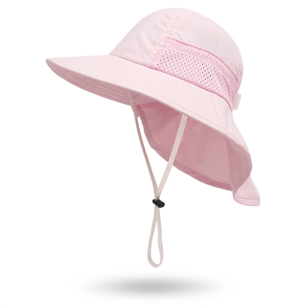 Solhatt för småbarn, barn, flickor och pojkar, sommar, UPF 50+, skyddande kepsar, bred brätte, nackskydd, strandlekshattar, ålder 1-7 år