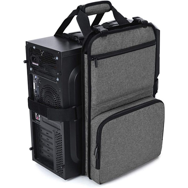 Taske til stationær computer, computertaske til gaming-tower transport med tastaturlommer, mus og tilbehør, ideel til aktiv opbevaring af stationær computer
