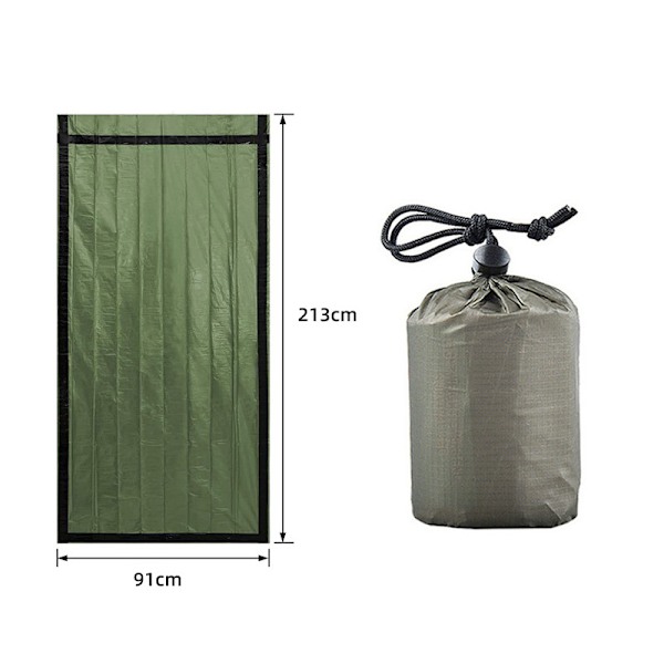 Nødsituasjonsoverlevelses sovepose 1 stk, 213*91cm, vanntett og varm campingpose, egnet for camping, fotturer, utendørs, aktiviteter og reiser(grønn)