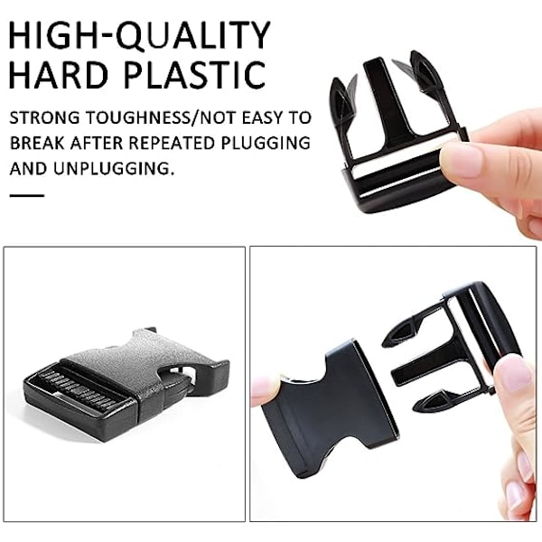 32 st 20 mm breda bandspännen, svarta plastspännen, ryggsäckspännen, clips, lämpliga för spänne bagagebältesklämmor.
