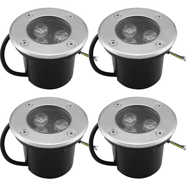 4 kpl ulkoseinään upotettavaa LED-valonheitintä - Lämmin valkoinen, 3W IP65 upotettava valonheitin pyöreä terassi 270 lumenin valaistus puutarhapolku piha autotalli, 220V AC85-26