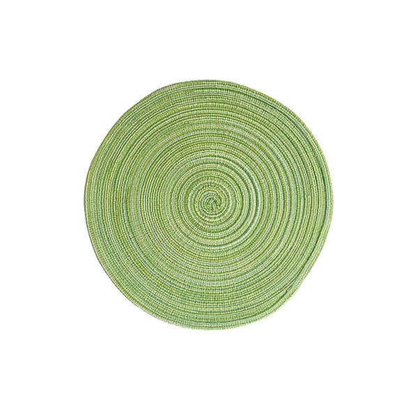 (Grön, Set om 6) 38 cm vävda runda placemats värmeisolerade halkfria flätade bomullsmiddagsbordsmatta