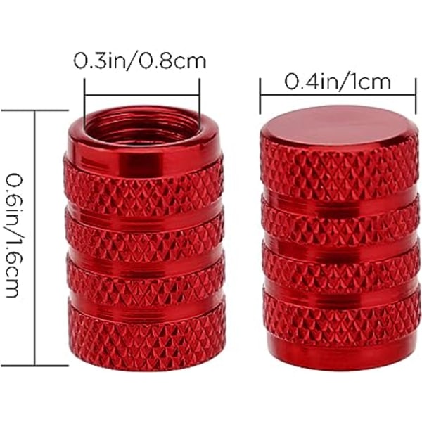 8st cover (röd), universal däckventil i aluminium c
