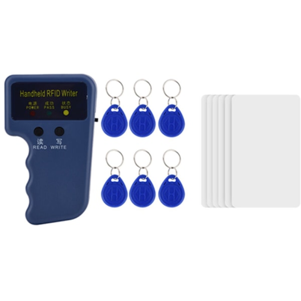 Kopimaskin for bærbare RFID-identitetskort, leser, graverer, duplikator, 6 skrivbare etiketter, 6 kort