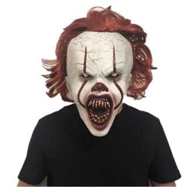 Läskig clownmask Cosplay LED Light Up Scary Clown Mask med Halloween Latex Mask för vuxna kvinnor män