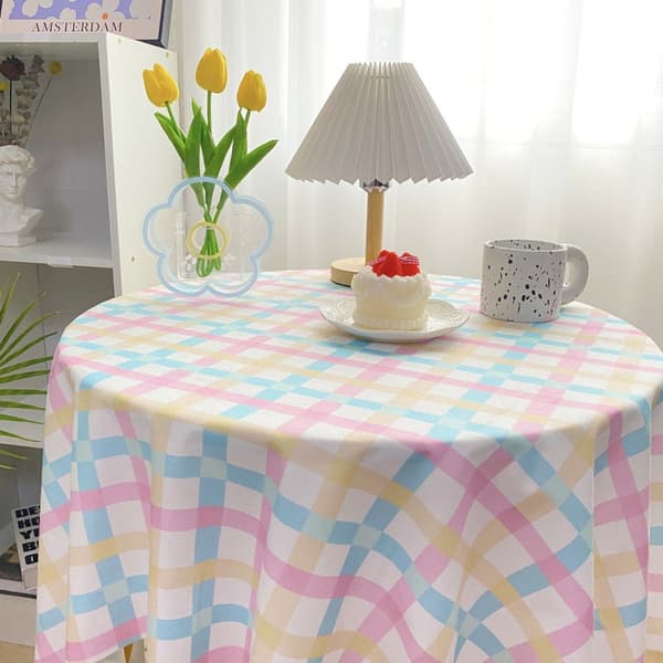 Forårs påske dug rektangulær dug 140*140cm akvarel bøffeltern plaid dug spildsikker dug