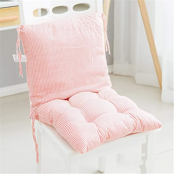 2-delte stolputer med ryggdel, ryggpute med stropper, lav ryggpute (stil 12, 40 x 40 cm)