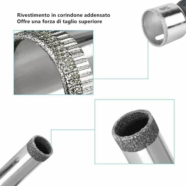 Glass Bor, 15 stk. Diamant Bor Sæt ?6-50mm HSS Kulstofstål Diamant Burs, Vådskæring, til Fliser