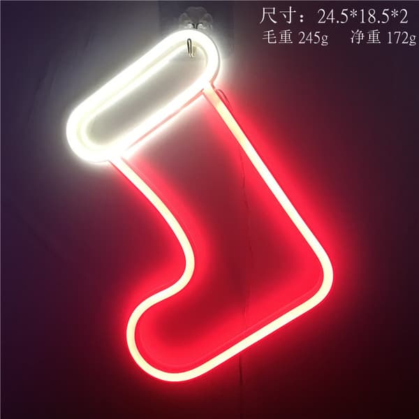 Neon julelys - veggdekorasjon neonlys, lengde 24,5 cm bredde 18,5 cm høyde 2 cm