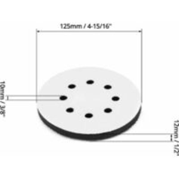 8-hulls myk sandpapirpute for sandpapir svampgrensesnittpute (2 stk. 125mm)