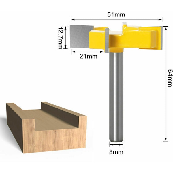 8 mm Overfræser CNC Jordbær til at knuse CNC Spoilboard Planer T-hale