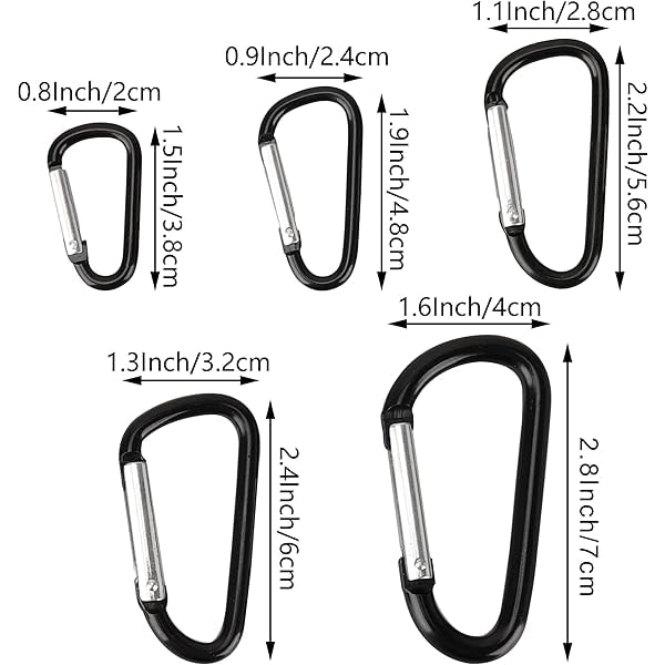 Aluminium Karabinhage Nøglering 2.4 Tommer Karabinhage Nøglering Sort (10 stk)