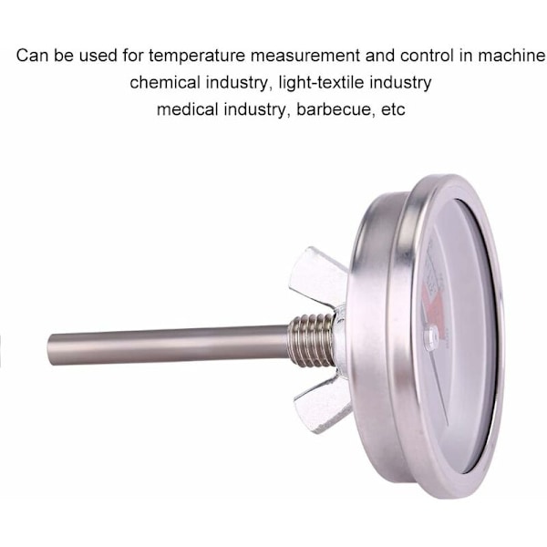 1 stk. steketermometer i rustfritt stål, matlagingstermometer og kjøkken, pizzaovnstermometer, grilltermometer for BBQ, grill, pizzaovner, me