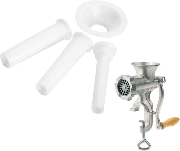 Korvtrattset, 4 delar, ø 1,5/2/2,3 cm, Tillbehör till köttkvarn vit