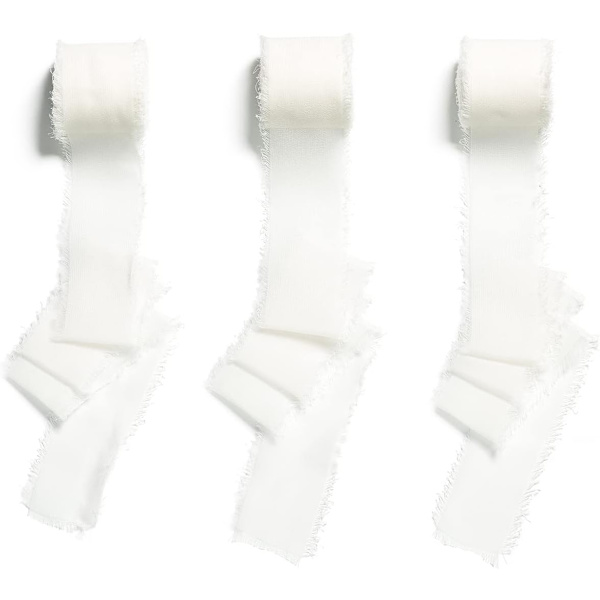 3-pack 4 cm x 4,5 m vit presentband, presentband för bröllop, festival, dekorativt band för presentinslagning, blombukett, bröllopsinbjudan, gör-det-själv