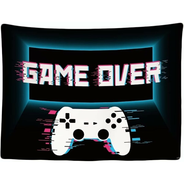 200 x 150 cm Koristeellinen Seinävaate Makuuhuoneeseen - Game Over Ohjain Monitori - Kangastapetti - Esteettinen Seinävaate - Panoraamakoristelu