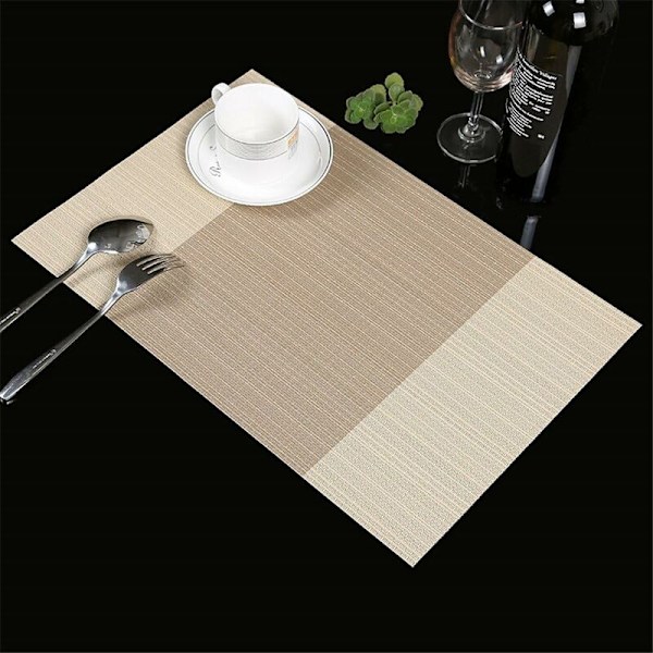 Pöytätabletit Pöytätabletit Pöytätabletit Liukumattomat Pestävät PVC Pöytätabletit 30 x 45 cm, Lämmönkestävät Jäykät Tahroja Hylkivät 6 kpl:n setti (Beige)