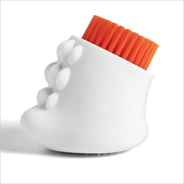 White Dinosaur Shaped Soft Silicone Cleaning Brush Three Sided Washing Brush for Washing Shoes and Clothes