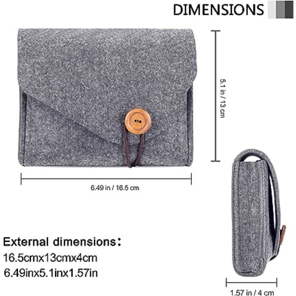 Järjestyslaukku hiirelle ja Macbook-laturille, klassinen huopa suojakotelo 2 osastoa, ei katoamista lisävarusteiden, kuten kaapelin, USB-tikun, B:n säilytykseen