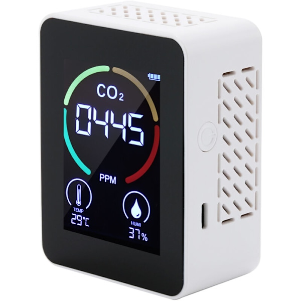 CO2-konsentrasjonstester LCD 2,8 tommer mini karbondioksiddetektor fuktighet og temperatur luftkvalitetsovervåking monitor batteri 1200 mAh CO2-teller
