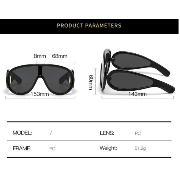 (Black) net red with the same piece of large frame toad glasses, personalized hip-hop sunglasses, new cool sunglasses