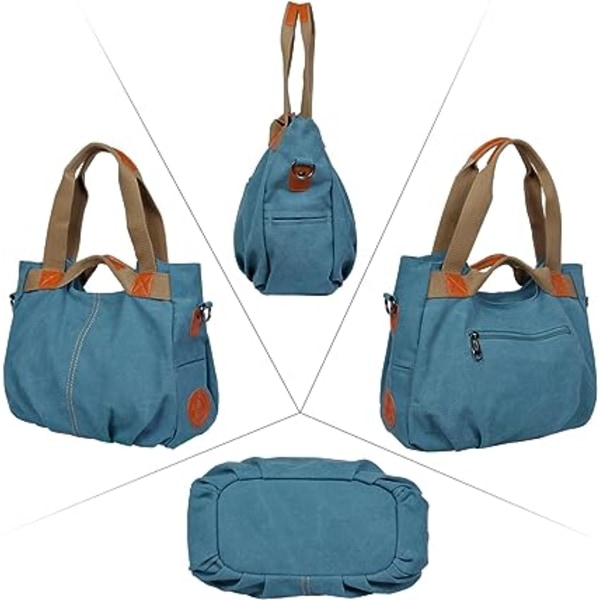 (blå) Dam Canvas Handväska Axelväska Crossbody Väska Handväska Burna Väskor Axelväskor
