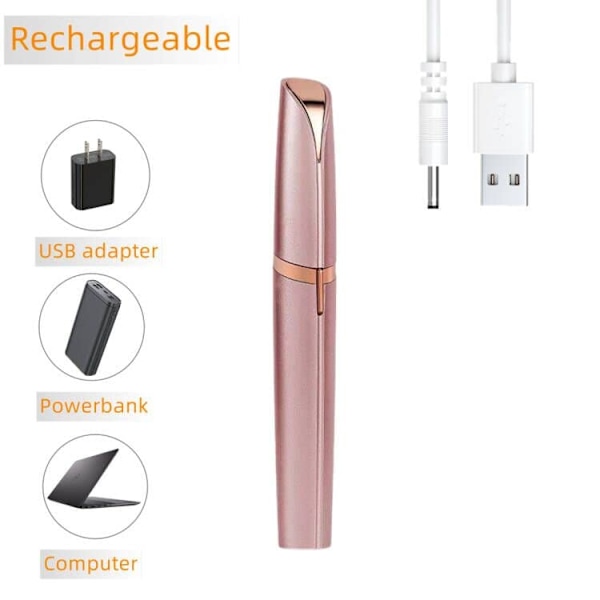 Øjenbryns Epilator, Elektrisk Øjenbryns Trimmer med LED Lys, Kvindernes Ansigts Smertefri Præcision Bærbar Shaver med USB Port, Genopladelig Øjenbryns Epi