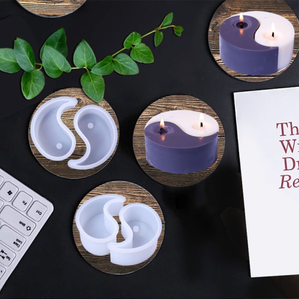 Silikonljusformar, 2 stycken Yin Yang gjutljusformar, 3D gjutning silikonljusform epoxi silikonformar