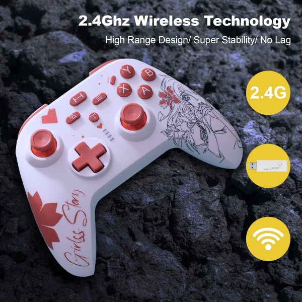 Rød-trådløs kontroller, trådløs spillkontroller kompatibel med