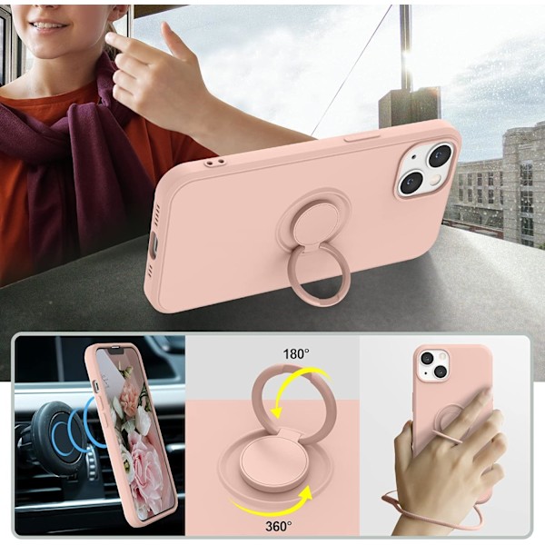 Kompatibel med iPhone 13 deksel, (rosa hvit)
