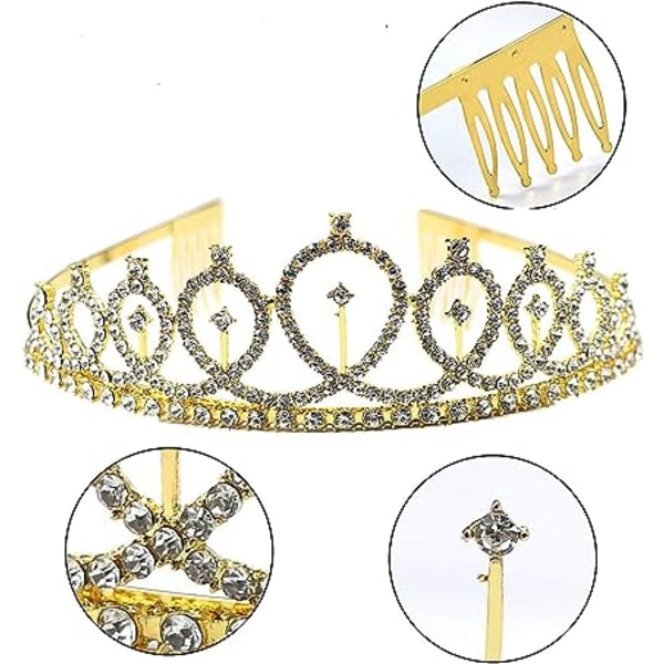 Födelsedagsfest Drottning Bälte och Strass Hårtillbehör Set (Guld) - Födelsedagspresent Kvinnors Födelsedagsfest Tillbehör Födelsedagsbälte