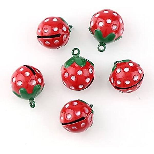 10 stk Søt Mini Rosa Bell Jordbærform Kobber Jingle Bells Fo