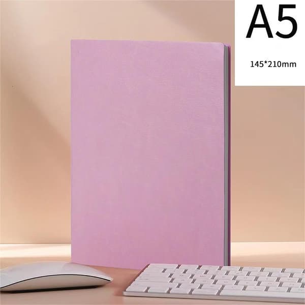pu business blød læder professionel dagbog, sort + pink, 2 stk