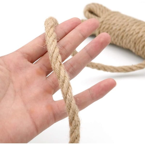 Figur jutetau hampetau 10mm tykt, 10 meter langt, for DIY, møbeldekorasjon, emballasje, hagearbeid, klatrestativ for katter