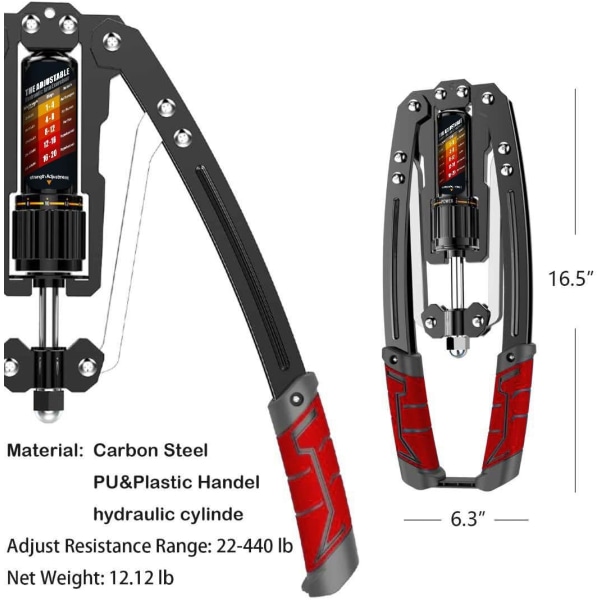 Arm Exerciser Justerbar 22-440 lbs Hydraulisk Kraft, Hjem Bryst Ekspander, Skulder Muskel Træning Fitness Udstyr