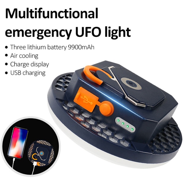 Campinglampa LED portabel utomhus uppladdningsbar via USB, ljuslykta, nödlampa, gatubelysning
