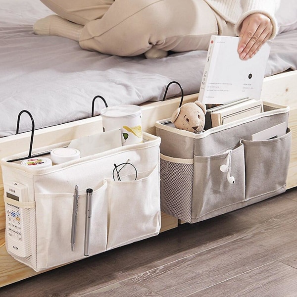 Multifunksjon Stor kapasitet Oppbevaring ved sengekanten Hengepose Sengebord Kurv Nattbordsoppbevaring Hylle Hengepose Grå