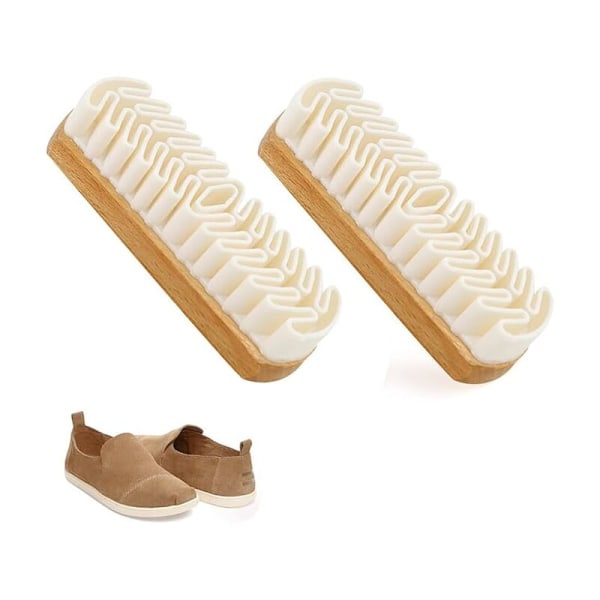 2 stk., crêpe børste, nubuck børste, semsket skinn børste i crepe med rengjøringsgummi, semsket skinn børste for rengjøring og vedlikehold av sko