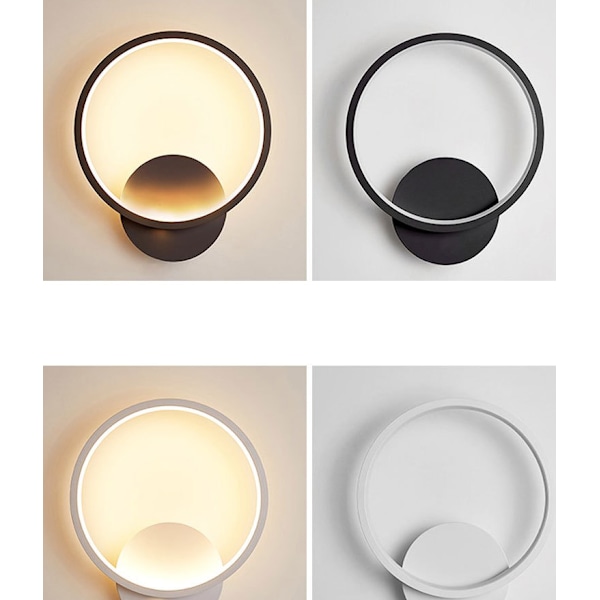 Väggbelysning LED Sänglampa, Enkel Vardagsrum Balkong Vägglampa, Nordisk Minimalistisk Sovrum Barnrum Trapphus Vägglampa (Rund Vit)