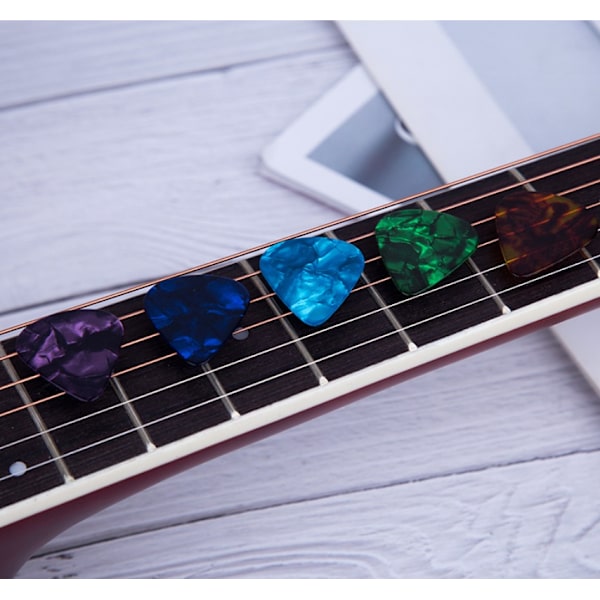 100 stycken gitarrplektrum, olika tjocklekar abstrakt konst färgglada celluloid gitarrplektrum lämpliga för bas, elgitarr (slumpmässiga färger)(0,46 tjocklek