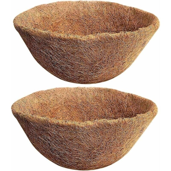 2-pak Naturlig Kokosfiber Blomsterpotteskåle 35 cm Hængekurv til Blomsterpotter Kokosfiber Udskiftning til Plantekasse