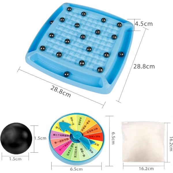 Magnetisk schackbräde, magnetisk sten schackbräde, magnetisk schackbräde för barn och vuxna, brädspel för familj och vänner (Blå)(20 bollar)
