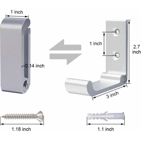 Silver Fällbara Väggkrokar, 4 Stycken Väggmonterade Hjälmhållare, Osynliga Kappkrokar, Aluminium Väggkrok, Med Skruvar, Handduksjackkrok