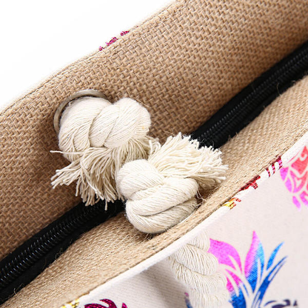 Tropiske Tote tasker Multicolor Ananas Rejsetasker Indkøbsposer Fashionable Strandtasker med Burlap Bund