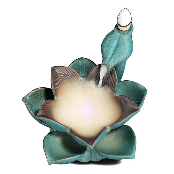Keramisk Røg Tilbageflow Aromaterapi Ovn Kreativ LED Farverig Lampe Lotus Tilbageflow Sandeltræ Ovn Håndværk Ornamenter