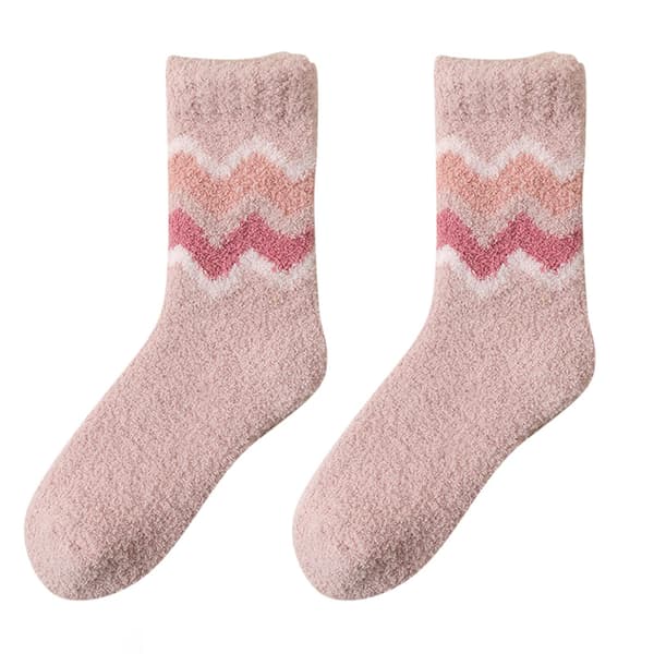 Damstrumpor vinterstrumpor höst och vinter knähöga strumpor korallfleece tjockare varma strumpor pulloverstrumpor rosa