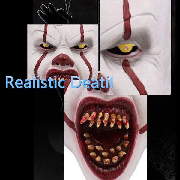 Läskig clownmask Cosplay LED Light Up Scary Clown Mask med Halloween Latex Mask för vuxna kvinnor män