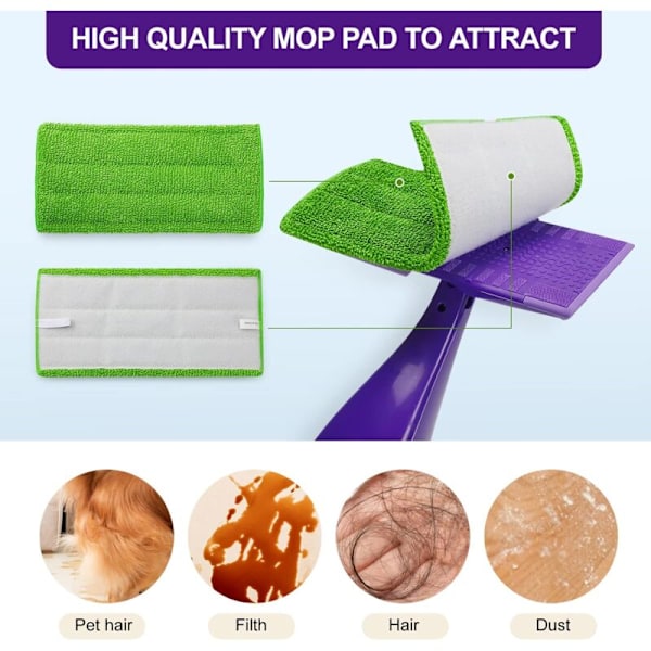 3-pack Återanvändbara Moppdynor Ersättning Kompatibla med Swiffer Wet Jet Moppar, Torra & Våta Använda Refilldynor för Wet Jet 12\" Mopp, Hållbar Våtspraymopp Ersättning