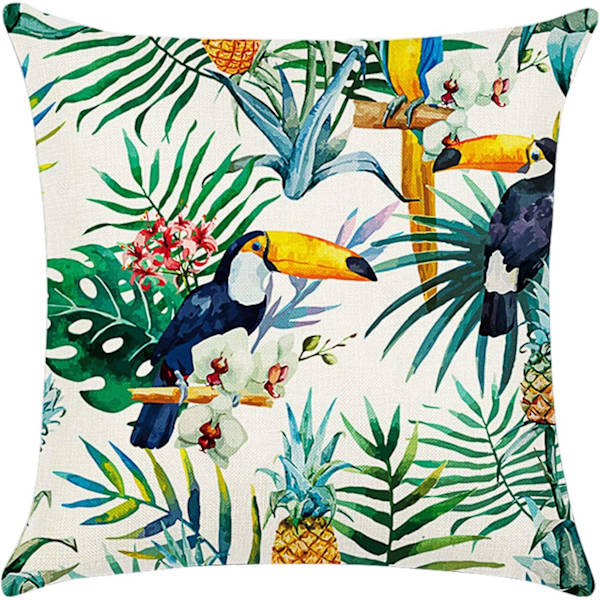 Deksel 45 x 45 cm, sett med 4 putetrekk Bomull og lin putetrekk Pynteputer til sofa hage seng sofa puter (Blomst-7)