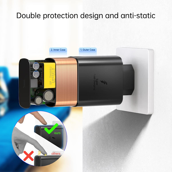 Plug-45W Europa Supersnabb Laddare Europa Resepluggadapter För EU Internationell Strömadapter USB C Väggladdare